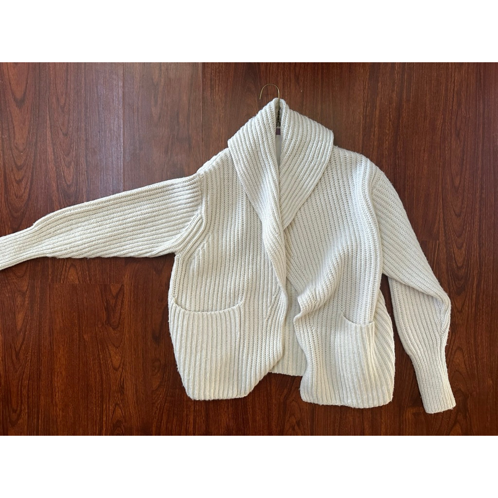 Women's M.M. LaFleur Cream Ribbed Knit Cardigan XS/S - Picture 1 of 6